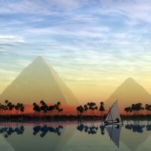 The Great Pyramids and Nile River