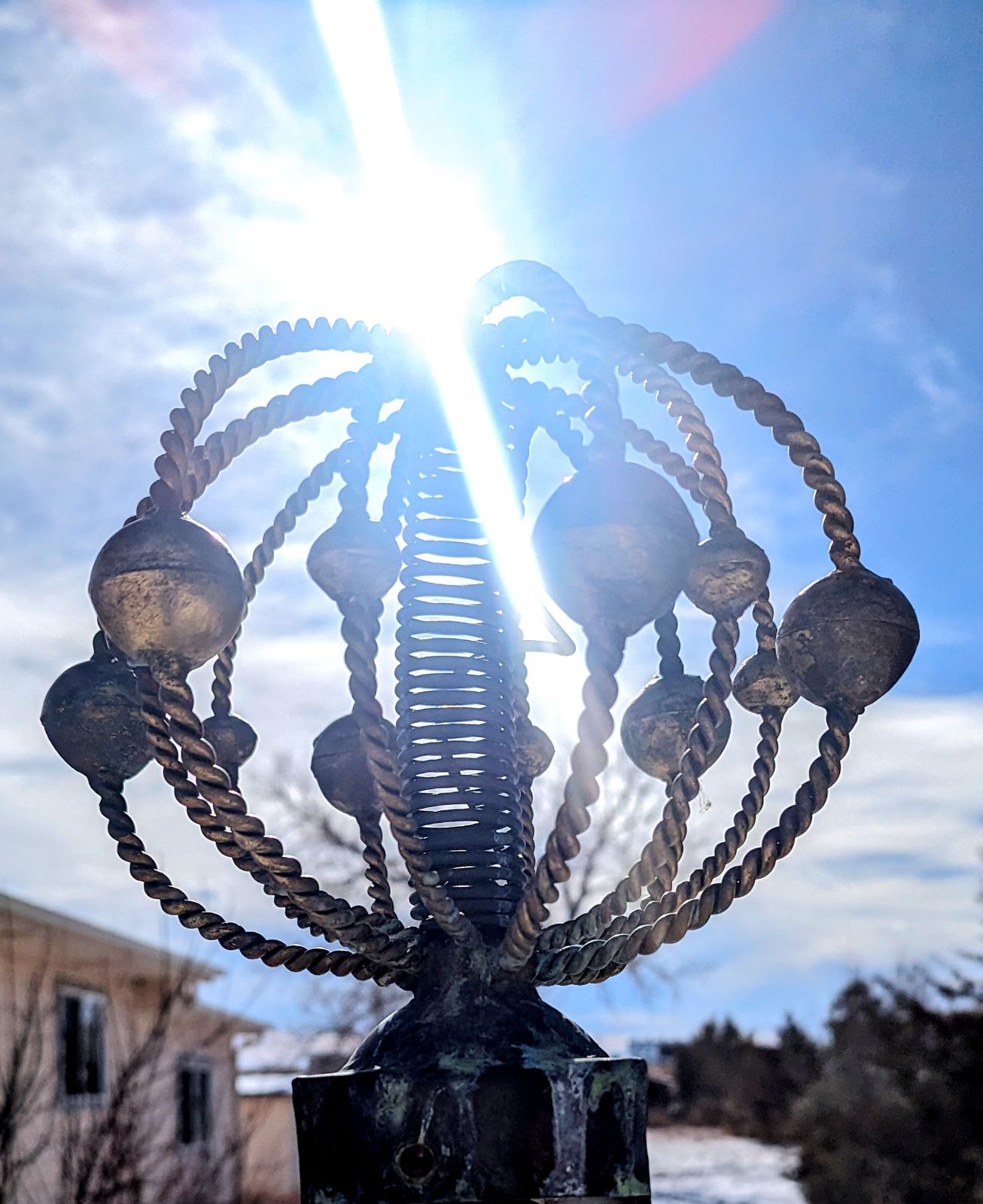 Wastub outside with the sun behind it